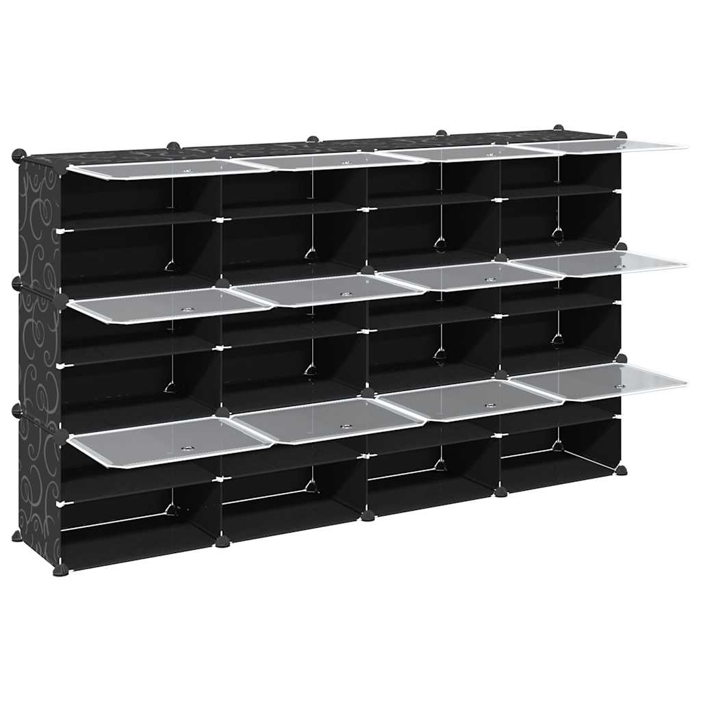 vidaXL Estantería de cubos con 12 compartimentos y puertas PP negro