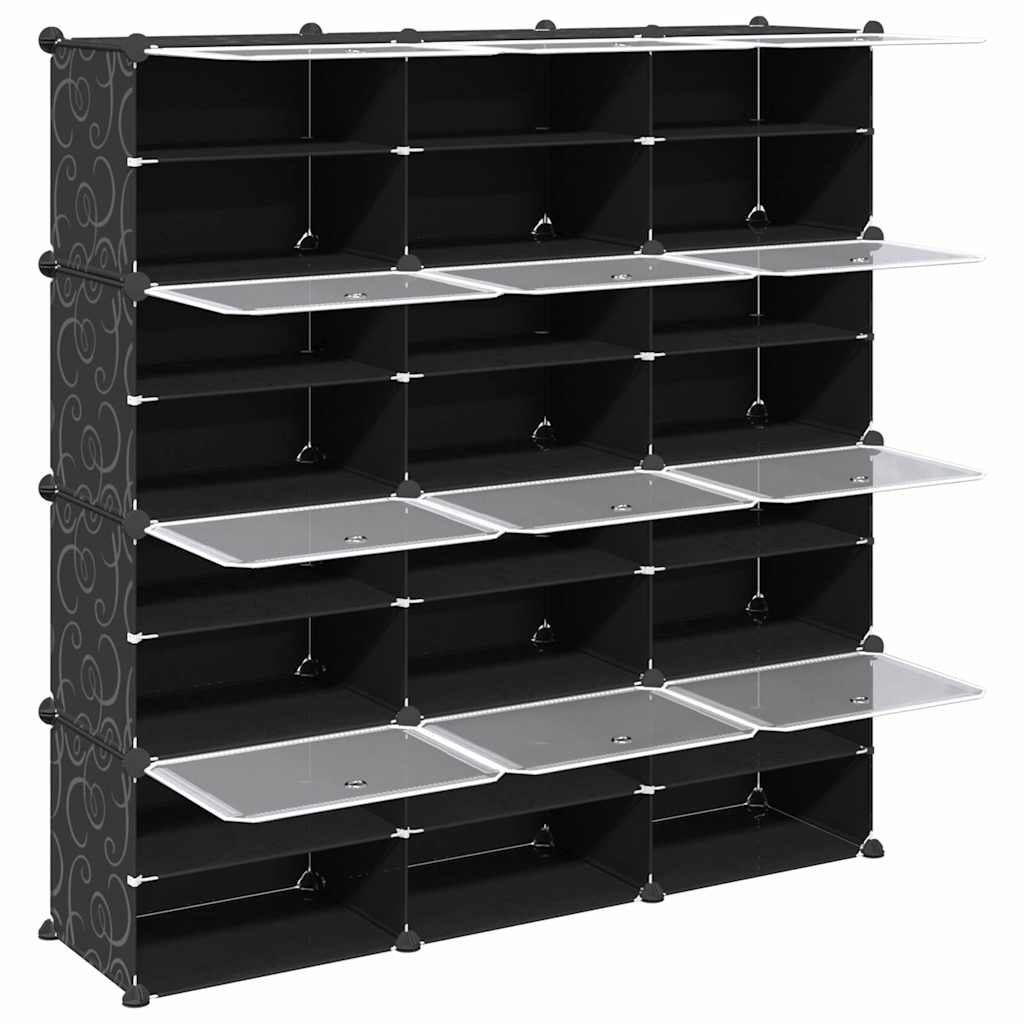 vidaXL Estantería de cubos con 12 compartimentos y puertas PP negro