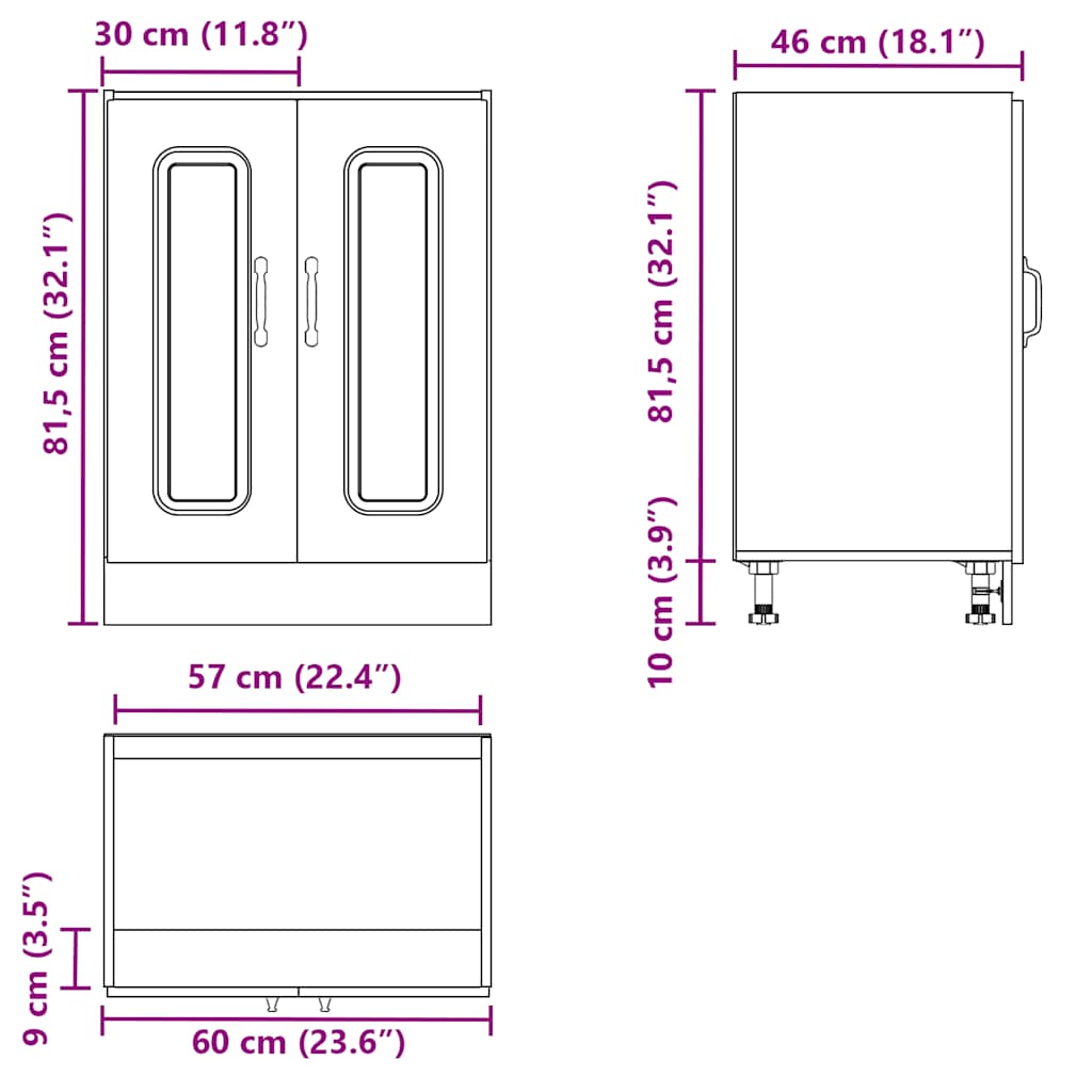 vidaXL Mueble bajo para fregadero Kalmar negro 60x46x81,5 cm