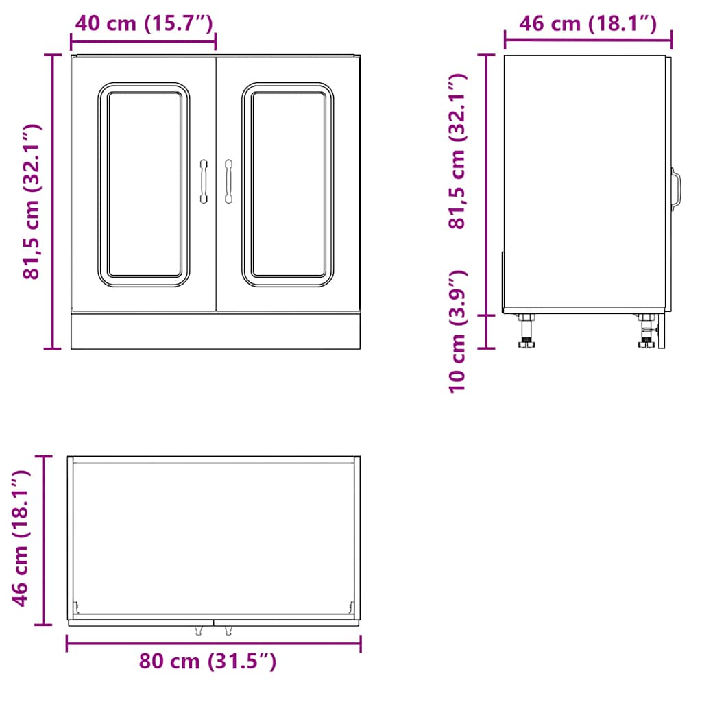 vidaXL Mueble bajo para fregadero Kalmar negro 80x46x81,5 cm