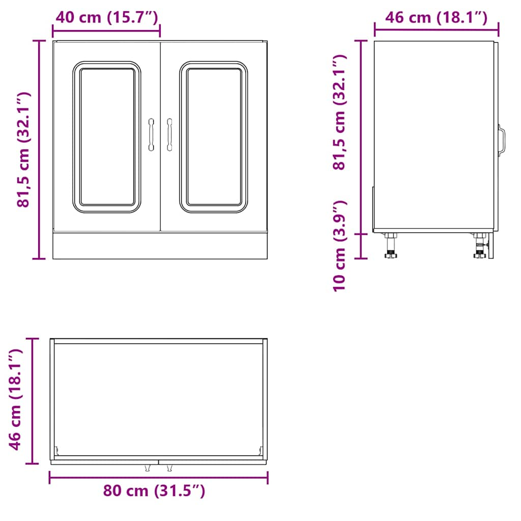 vidaXL Mueble bajo para fregadero Kalmar gris hormigón 80x46x81,5 cm