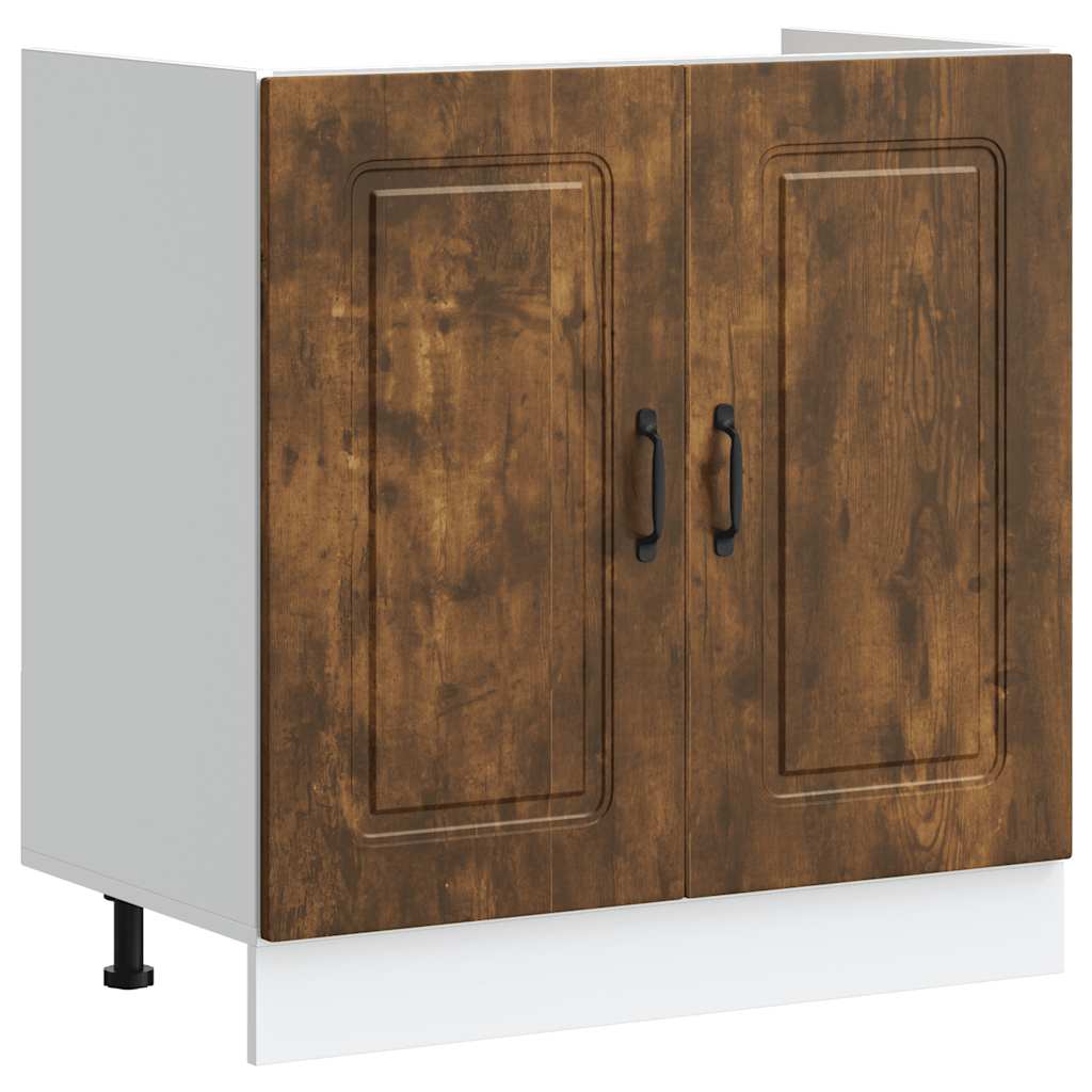 vidaXL Mueble bajo para fregadero Kalmar roble ahumado 80x46x81,5 cm