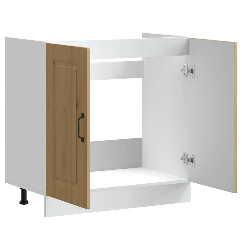 vidaXL Mueble bajo para fregadero Kalmar roble artesanal 80x46x81,5 cm