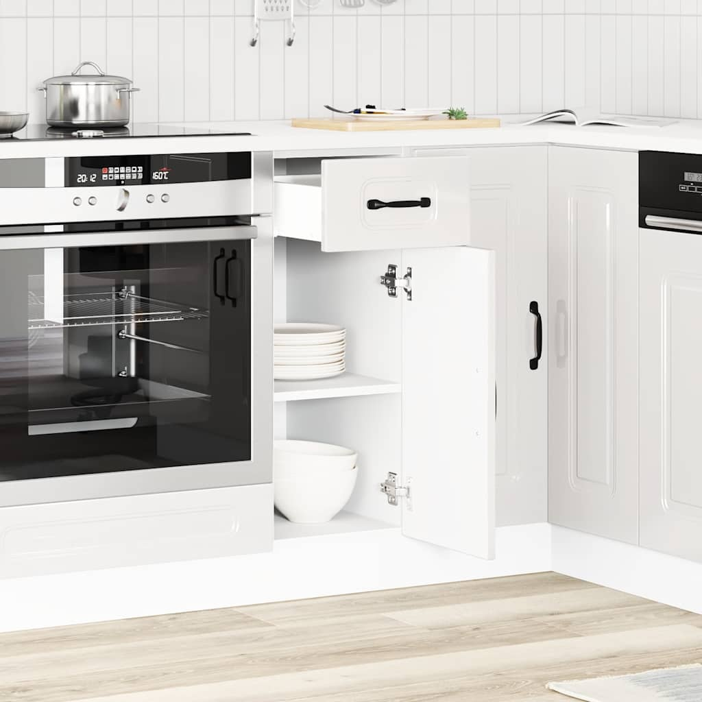 vidaXL Mueble bajo cocina Kalmar madera ingeniería blanca alto brillo