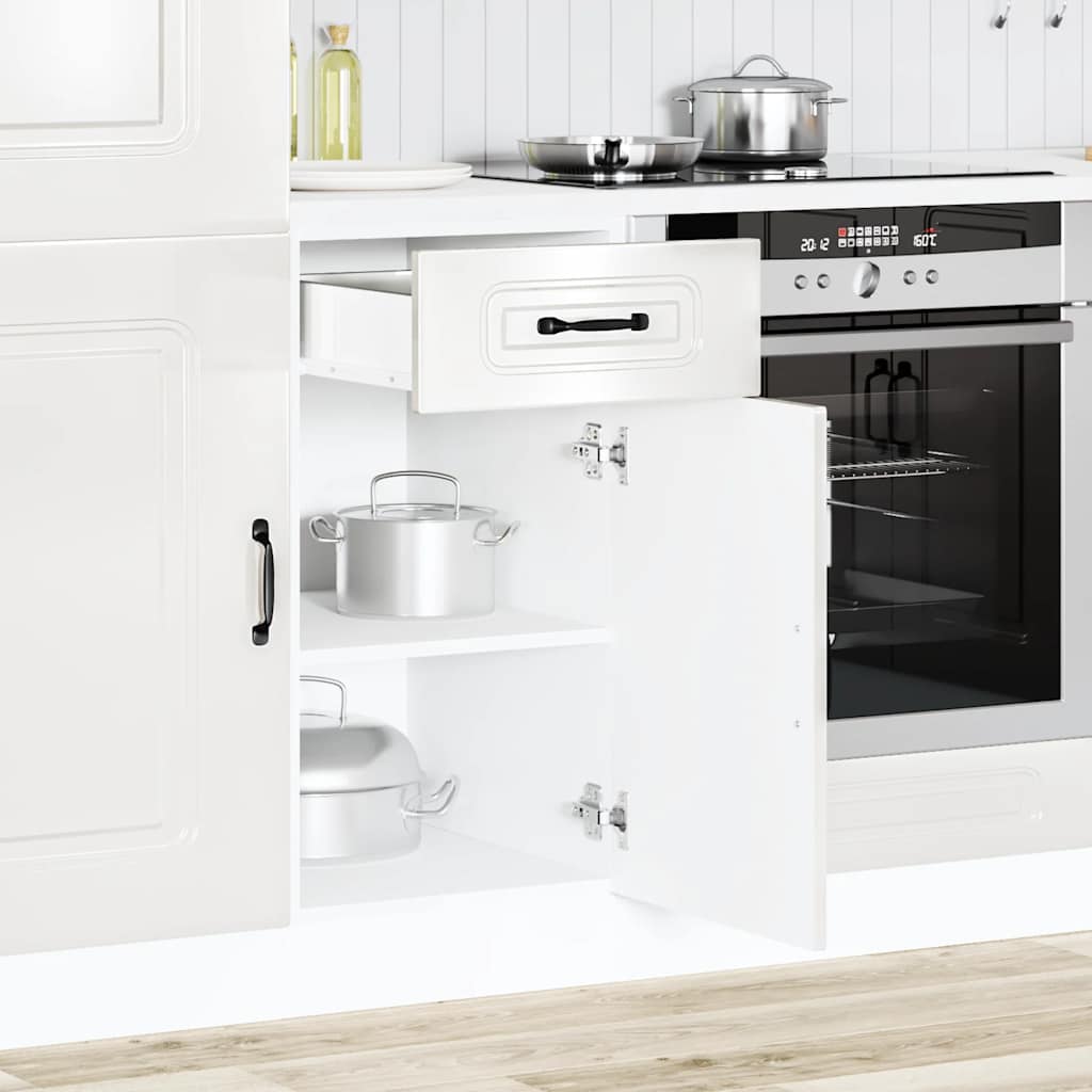 vidaXL Mueble bajo cocina Kalmar madera ingeniería blanca alto brillo