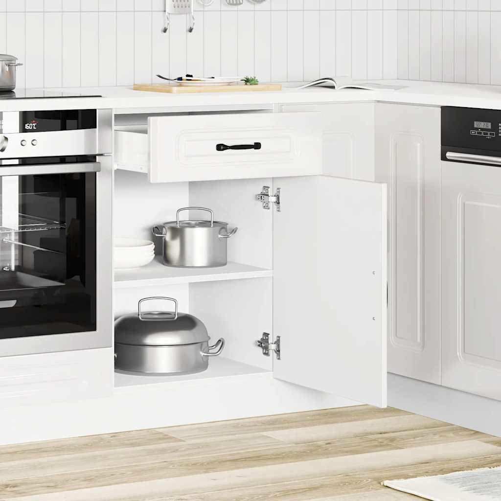 vidaXL Mueble bajo cocina Kalmar madera ingeniería blanca alto brillo