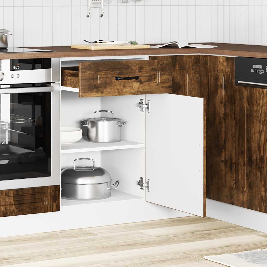 vidaXL Mueble bajo de cocina Kalmar madera ingeniería de roble ahumado