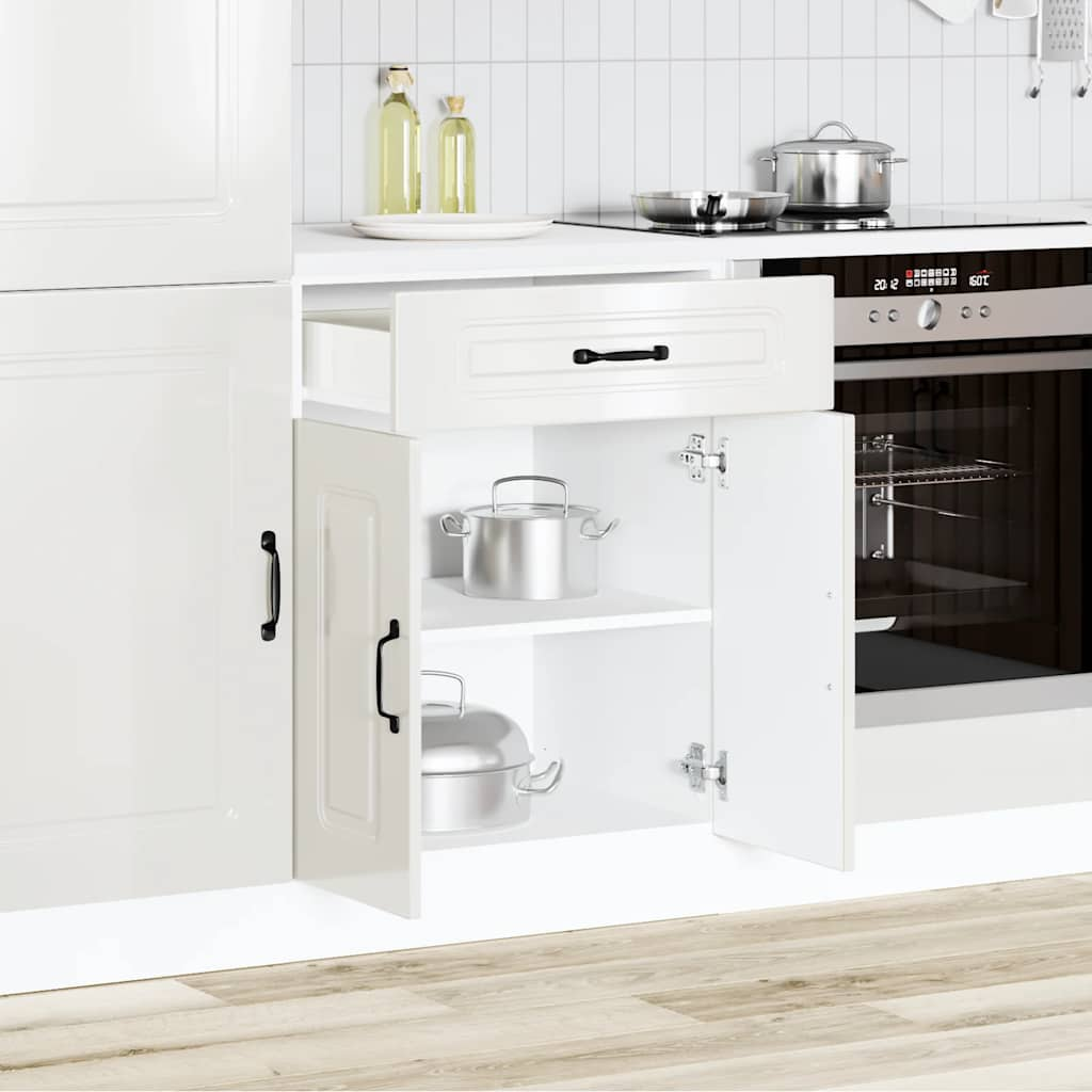 vidaXL Mueble bajo cocina Kalmar madera ingeniería blanca alto brillo