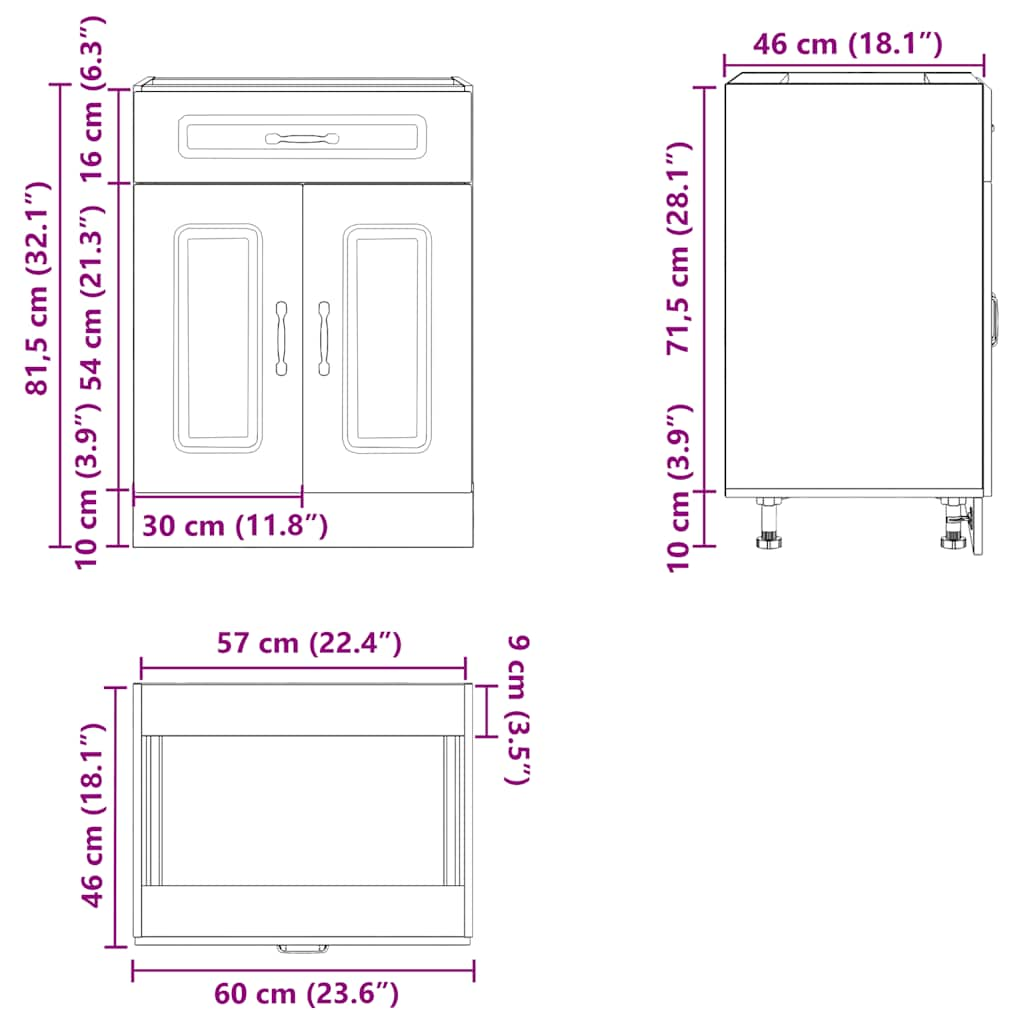 vidaXL Mueble bajo cocina Kalmar madera ingeniería blanca alto brillo