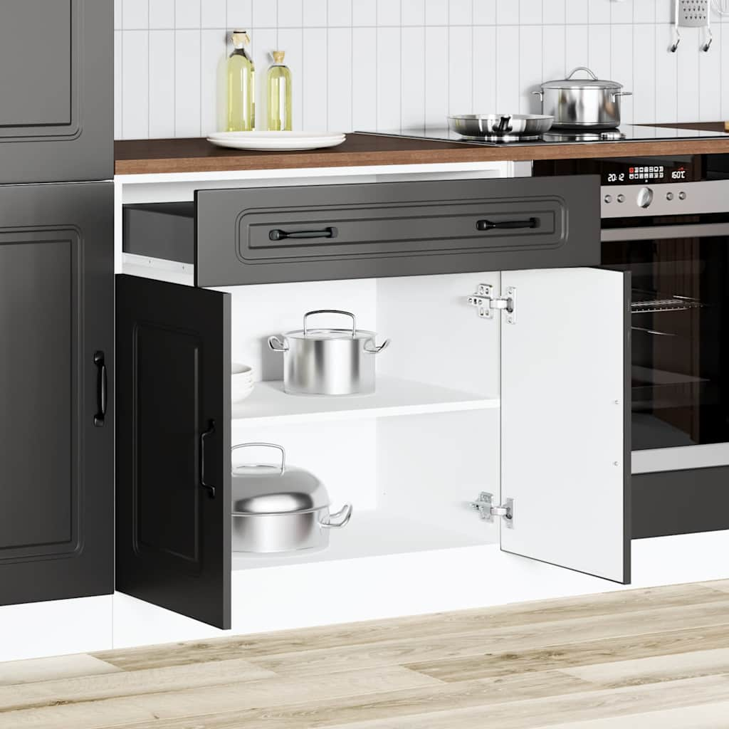 vidaXL Mueble bajo de cocina Kalmar madera de ingeniería negra