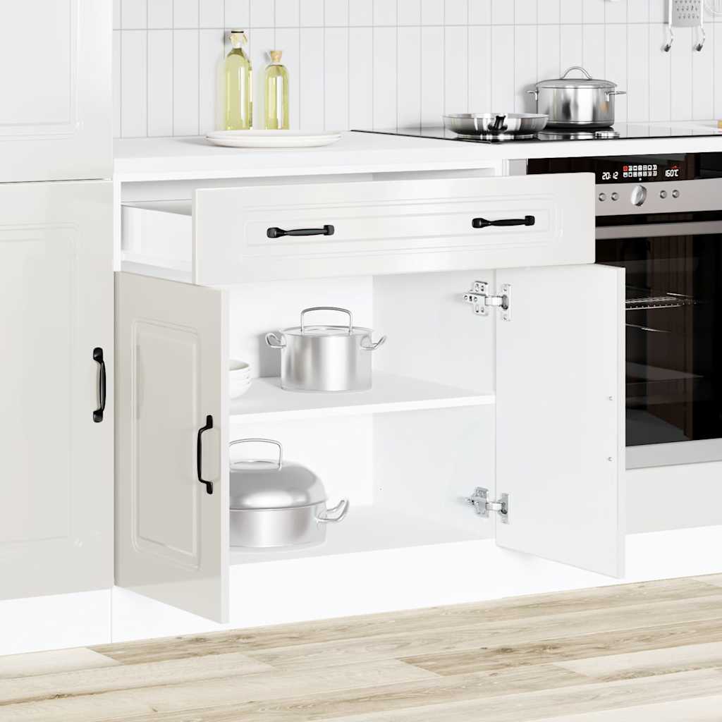 vidaXL Mueble bajo cocina Kalmar madera ingeniería blanca alto brillo