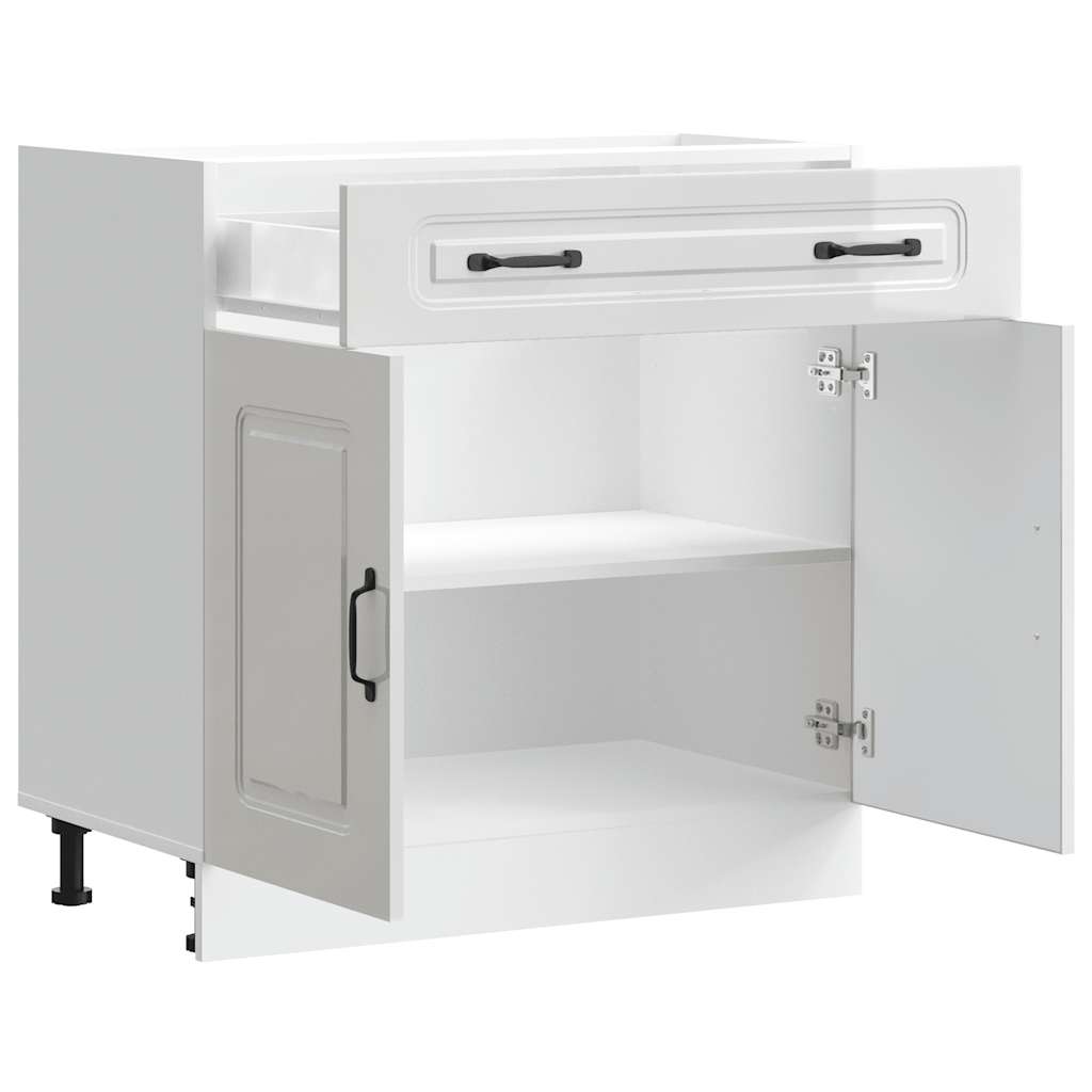 vidaXL Mueble bajo cocina Kalmar madera ingeniería blanca alto brillo