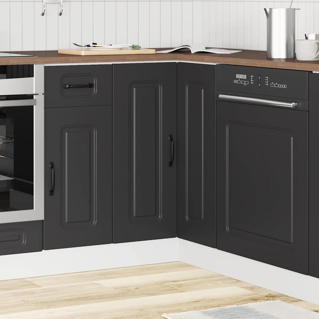 vidaXL Mueble bajo esquinero de cocina Kalmar madera ingeniería negra