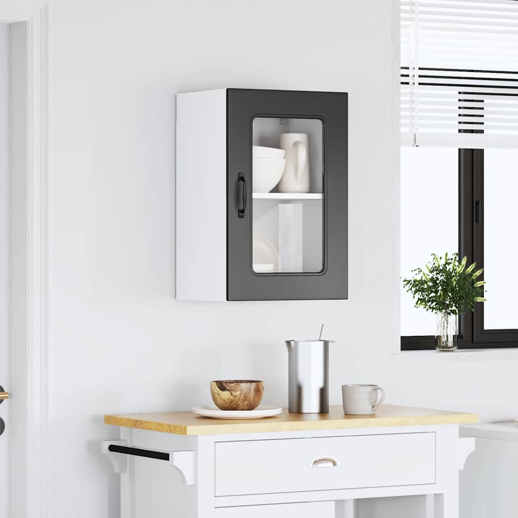 vidaXL Armario pared cocina puerta de cristal Kalmar negra