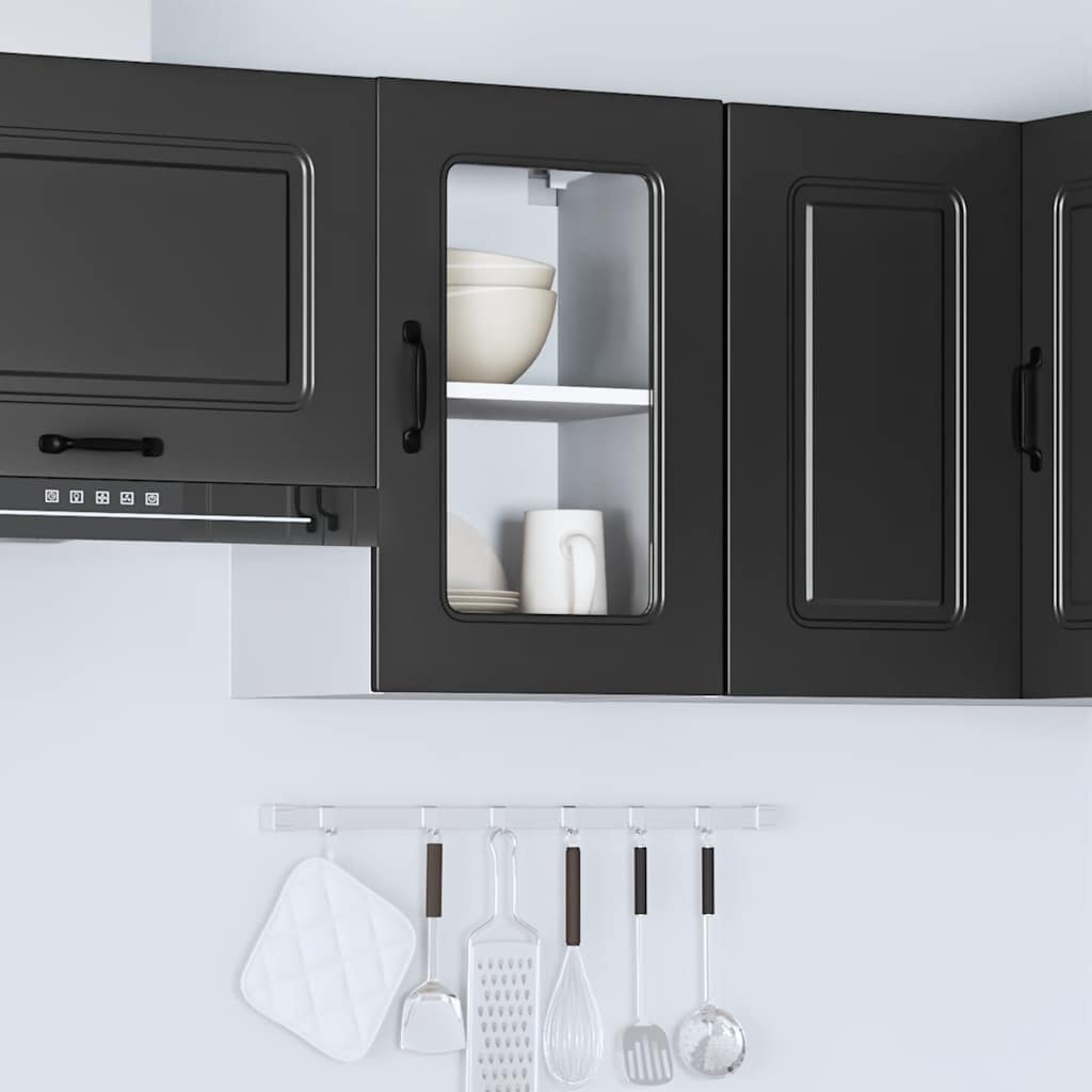 vidaXL Armario pared cocina puerta de cristal Kalmar negra