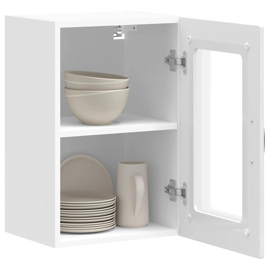 vidaXL Armario pared cocina puerta cristal Kalmar blanca alto brillo