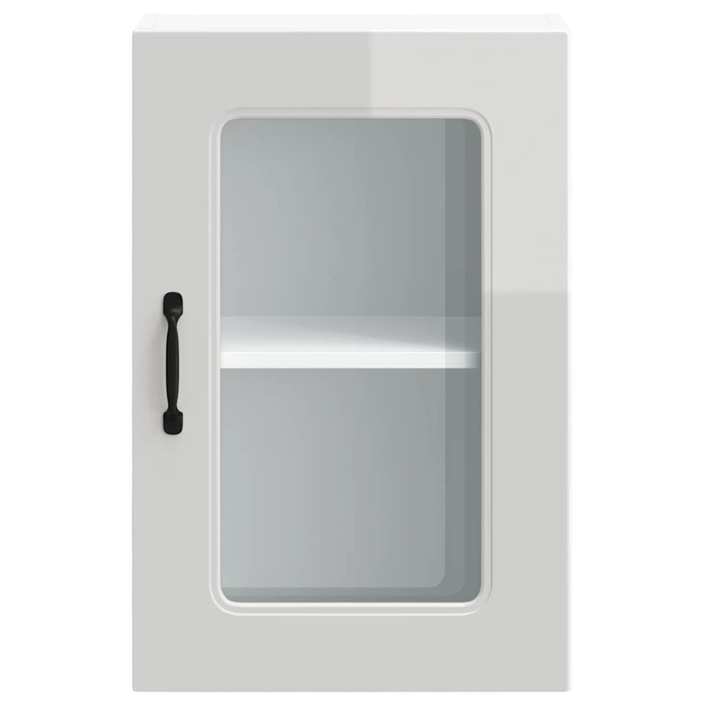 vidaXL Armario pared cocina puerta cristal Kalmar blanca alto brillo