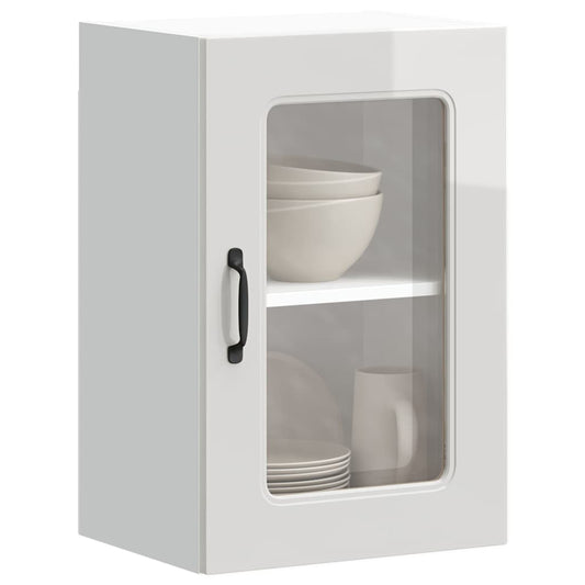 vidaXL Armario pared cocina puerta cristal Kalmar blanca alto brillo