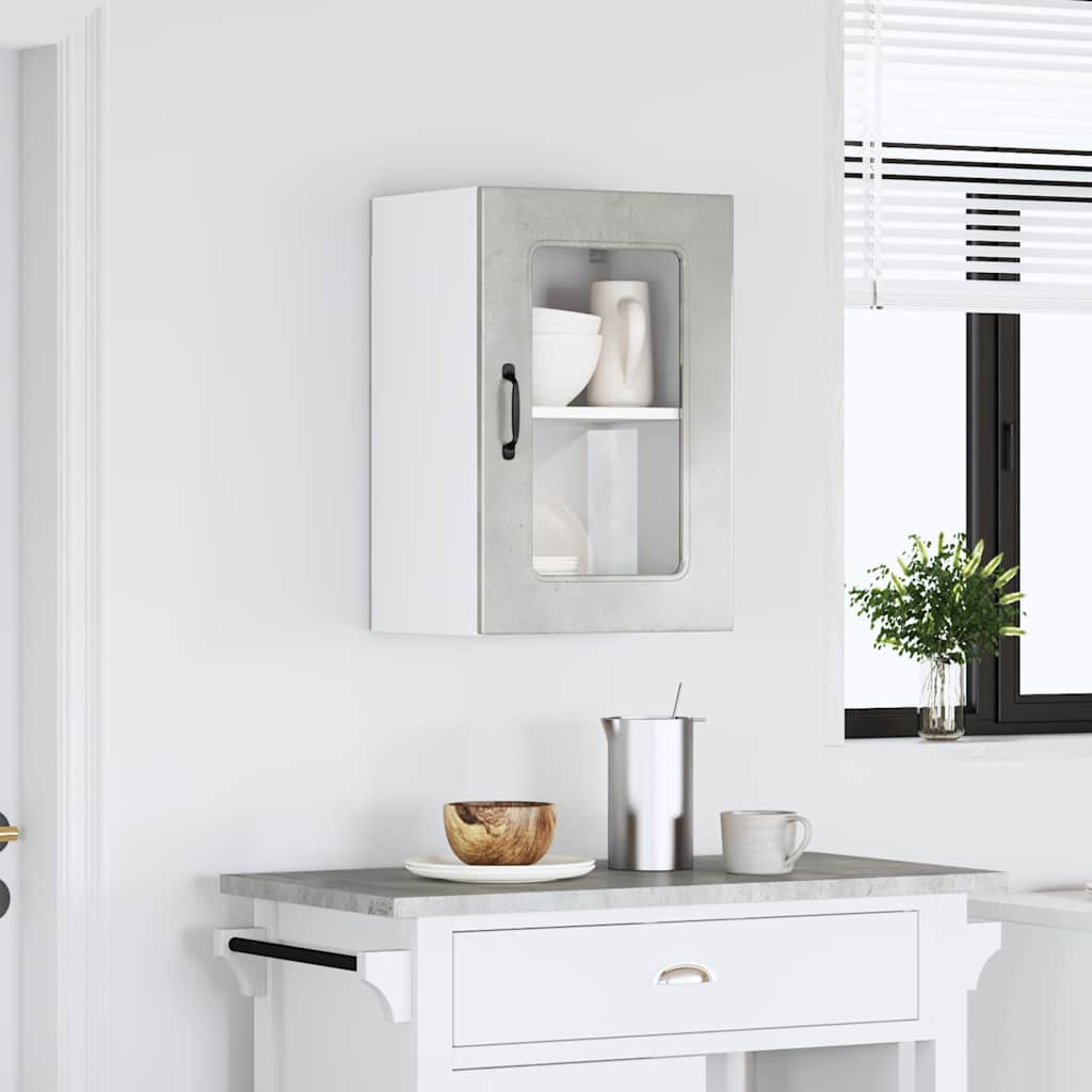 vidaXL Armario pared cocina puerta de cristal Kalmar gris hormigón