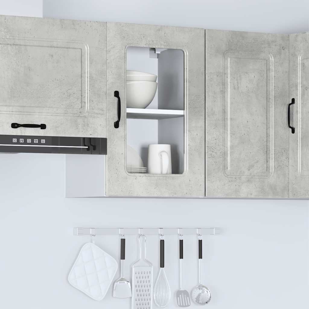 vidaXL Armario pared cocina puerta de cristal Kalmar gris hormigón