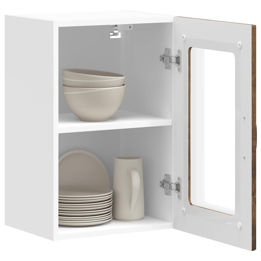 vidaXL Armario pared cocina puerta de cristal Kalmar roble ahumado