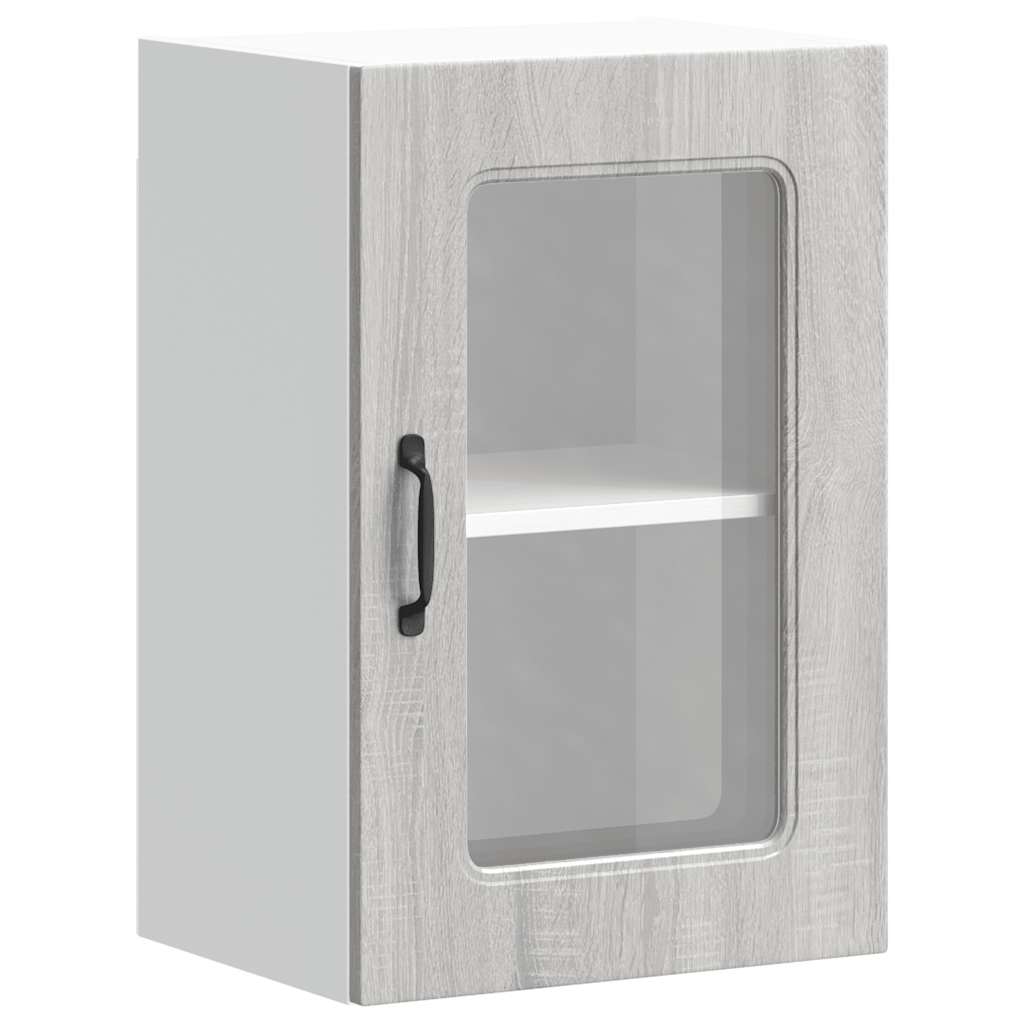 vidaXL Armario pared cocina puerta de cristal Kalmar sonoma gris