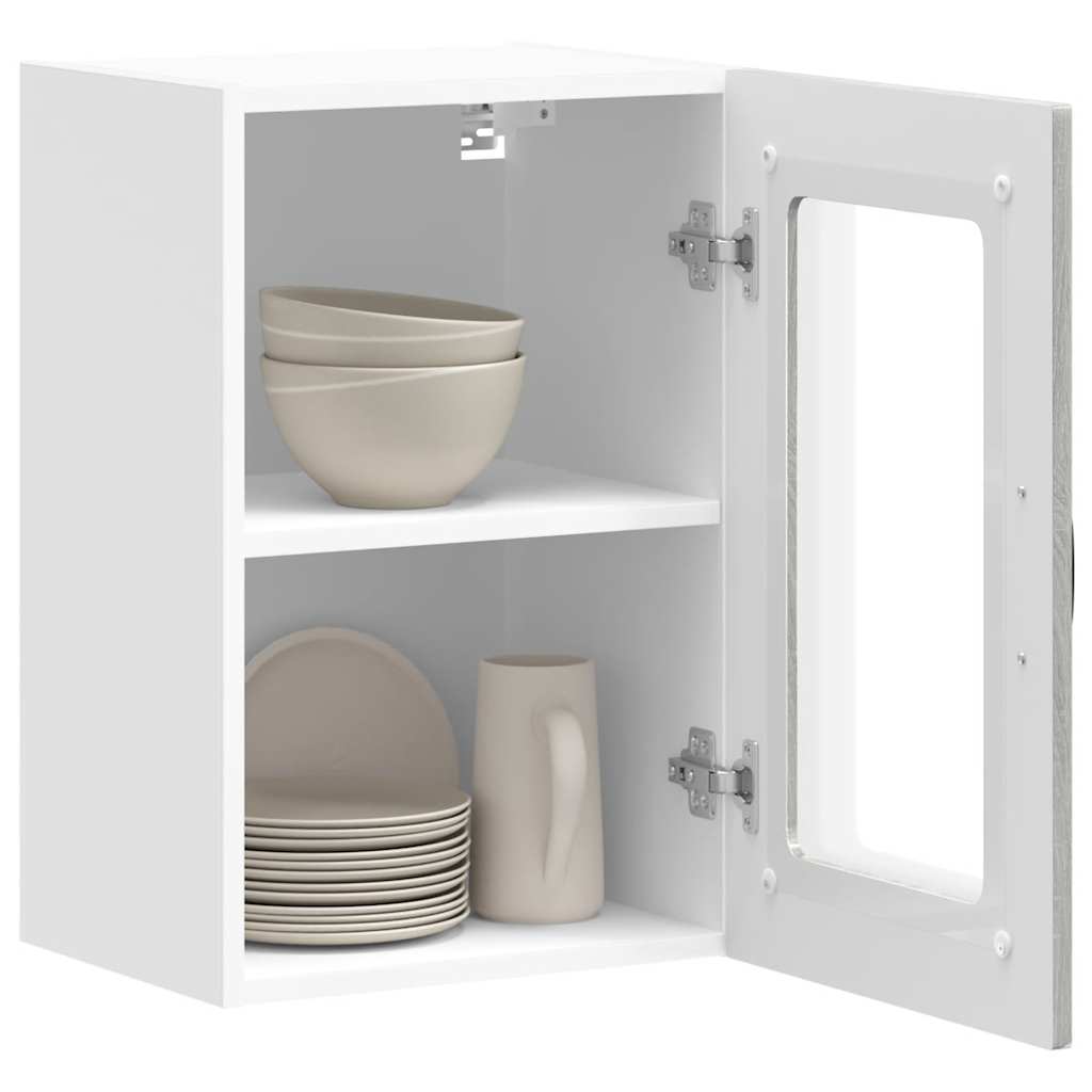 vidaXL Armario pared cocina puerta de cristal Kalmar sonoma gris