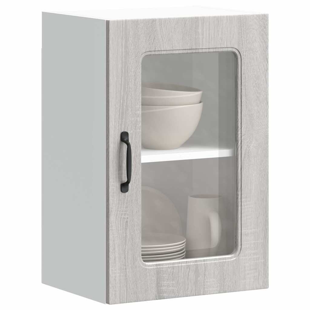 vidaXL Armario pared cocina puerta de cristal Kalmar sonoma gris