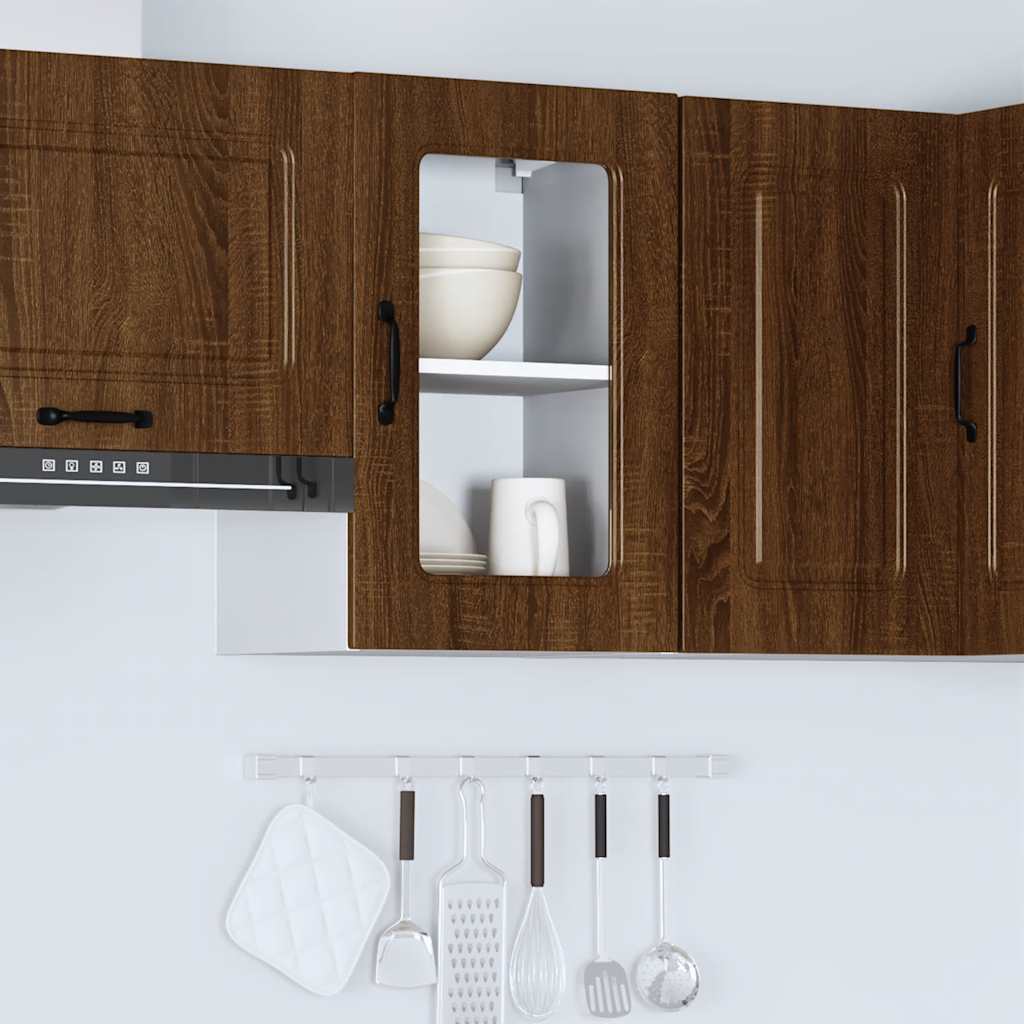 vidaXL Armario pared cocina puerta de cristal Kalmar roble marrón