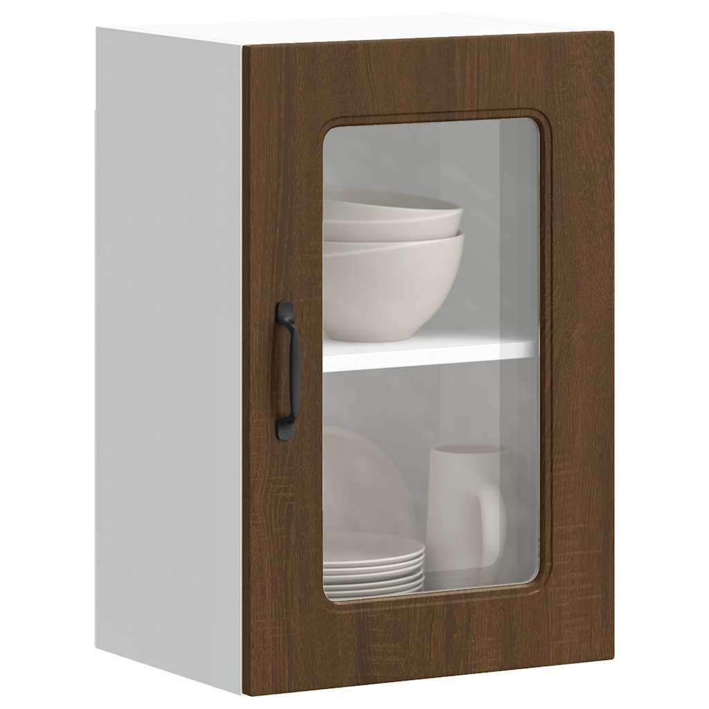 vidaXL Armario pared cocina puerta de cristal Kalmar roble marrón