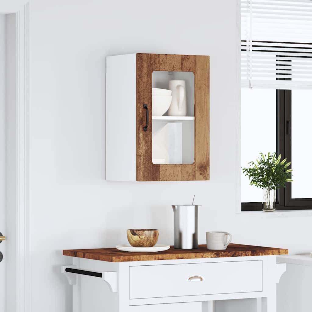 vidaXL Armario pared cocina puerta de cristal Kalmar madera vieja