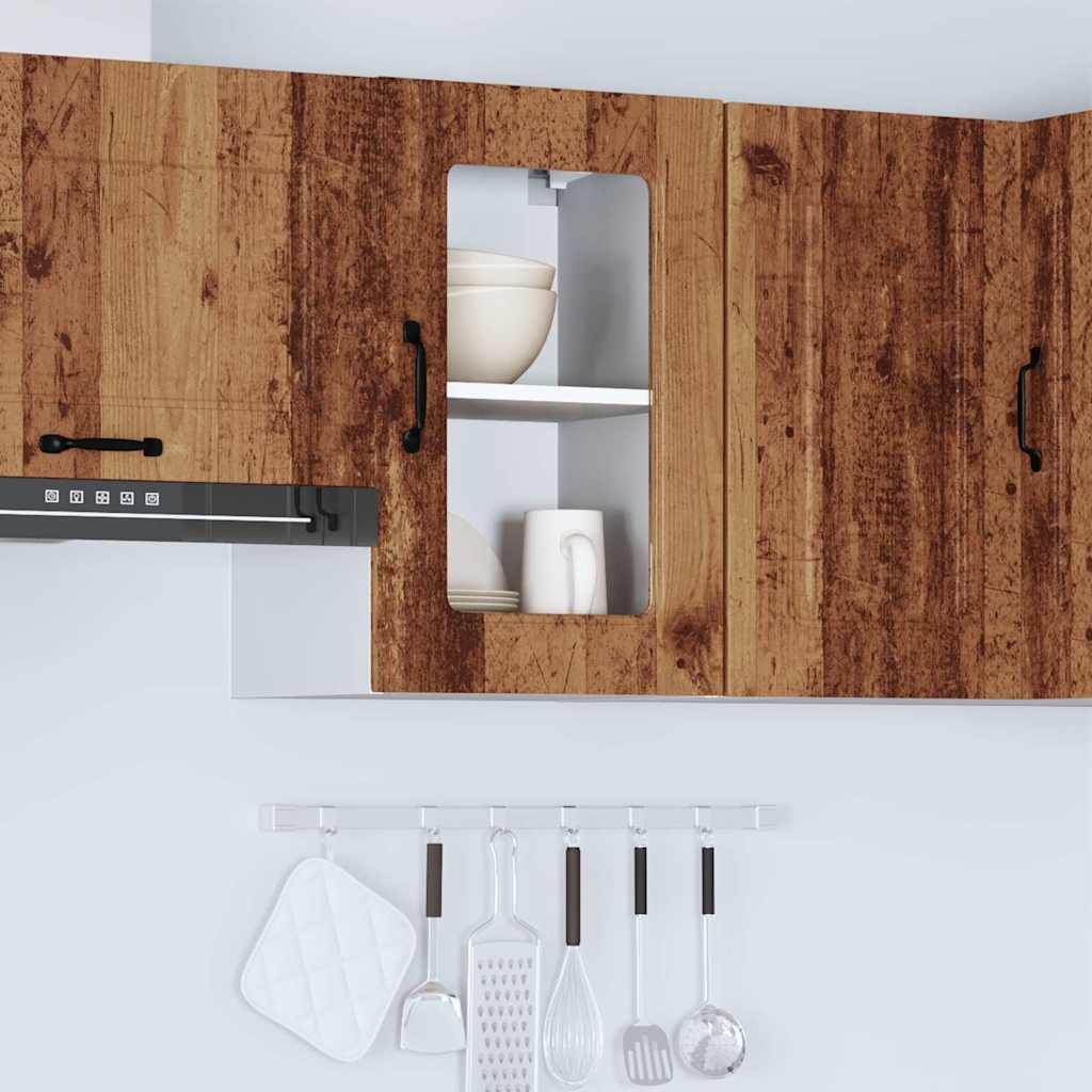 vidaXL Armario pared cocina puerta de cristal Kalmar madera vieja