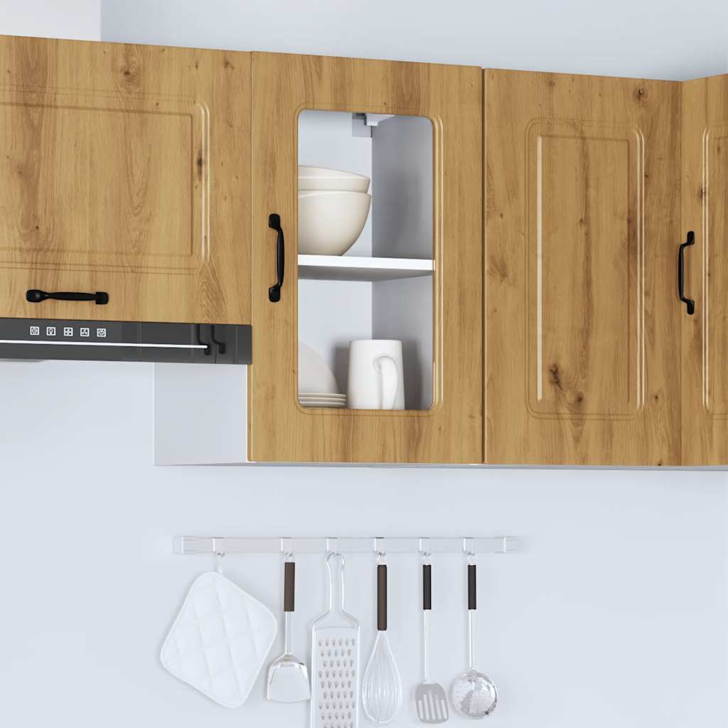 vidaXL Armario pared cocina puerta de cristal Kalmar roble artesanal