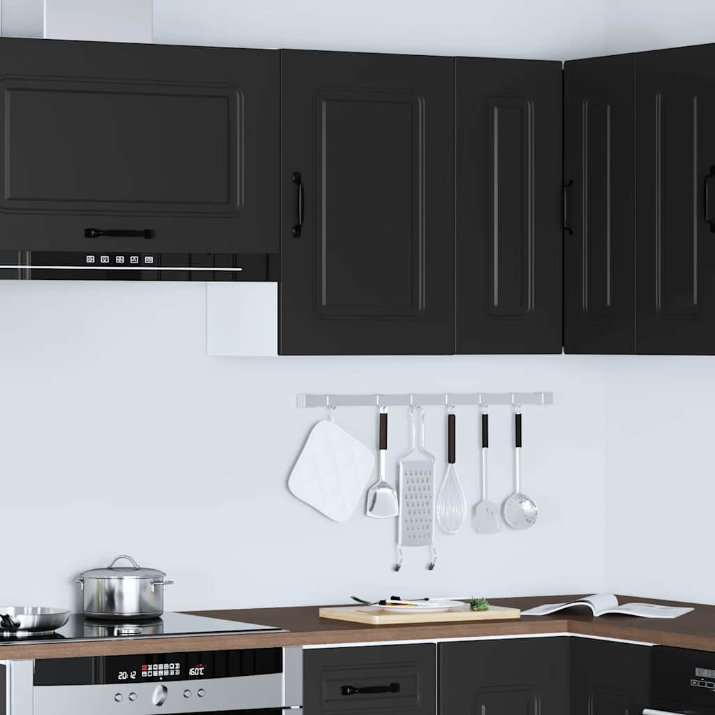 vidaXL Armario de pared para cocina Kalmar madera de ingeniería negra