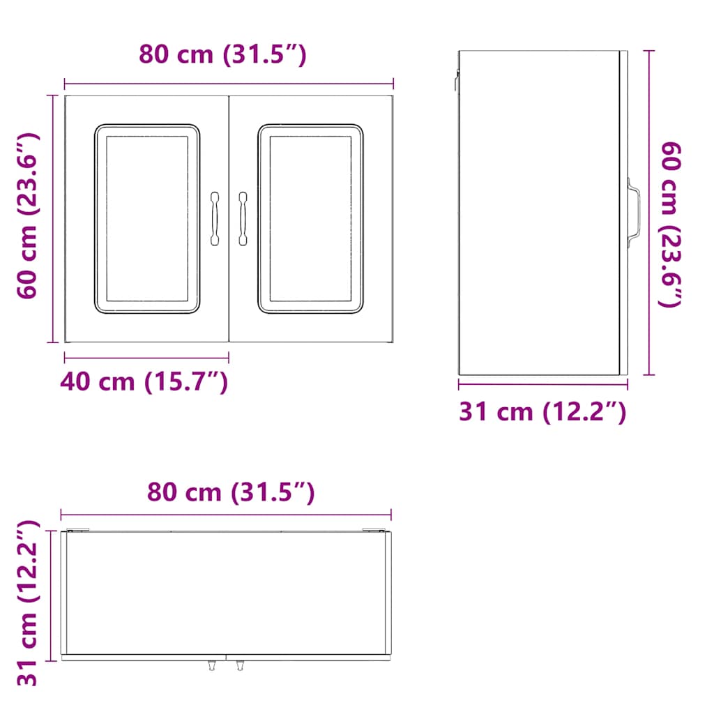 vidaXL Armario de pared para cocina Kalmar madera de ingeniería negra