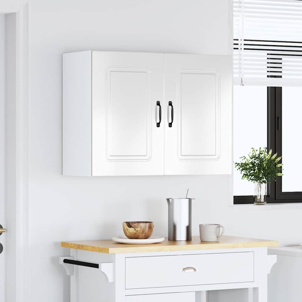 vidaXL Armario de pared de cocina Kalmar blanca de alto brillo