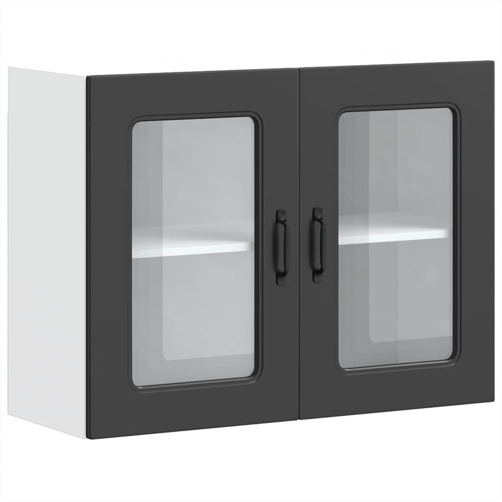 vidaXL Armario pared cocina puerta de cristal Kalmar negra