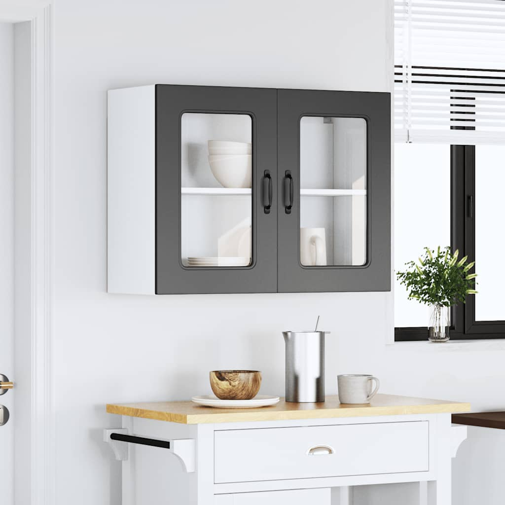 vidaXL Armario pared cocina puerta de cristal Kalmar negra