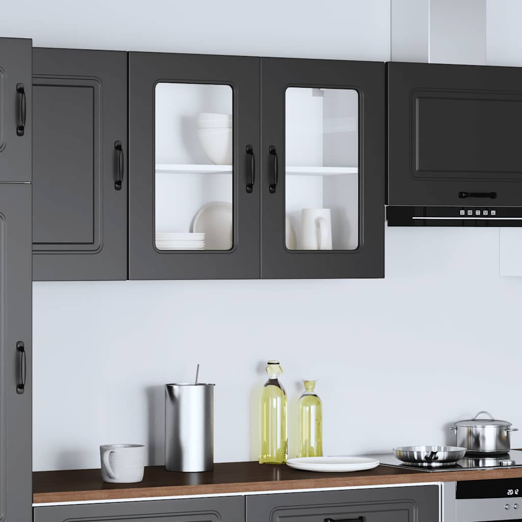 vidaXL Armario pared cocina puerta de cristal Kalmar negra