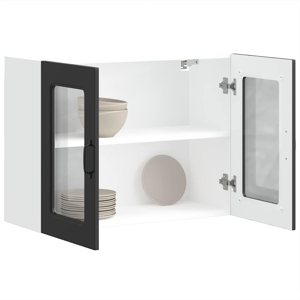 vidaXL Armario pared cocina puerta de cristal Kalmar negra