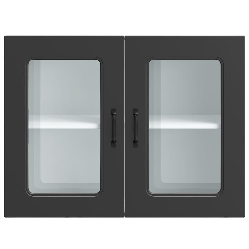 vidaXL Armario pared cocina puerta de cristal Kalmar negra