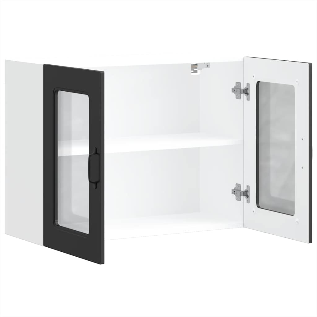 vidaXL Armario pared cocina puerta de cristal Kalmar negra