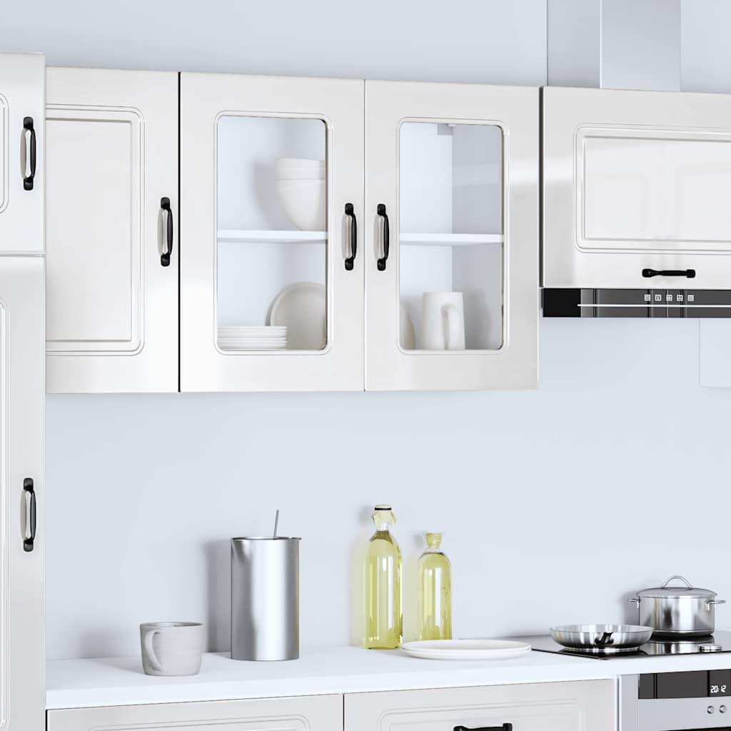 vidaXL Armario pared cocina puerta cristal Kalmar blanca alto brillo