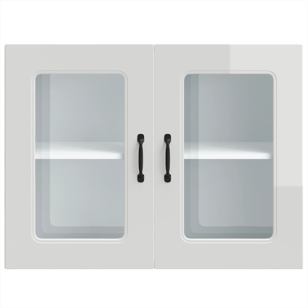 vidaXL Armario pared cocina puerta cristal Kalmar blanca alto brillo