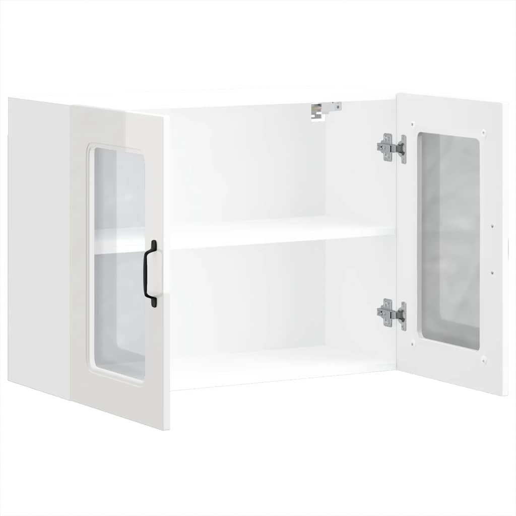 vidaXL Armario pared cocina puerta cristal Kalmar blanca alto brillo