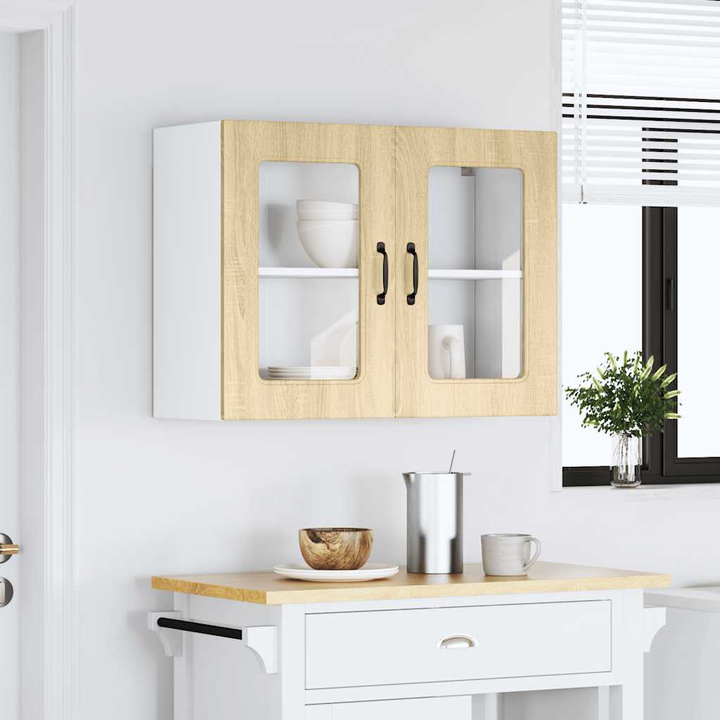 vidaXL Armario pared cocina puerta de cristal Kalmar roble sonoma