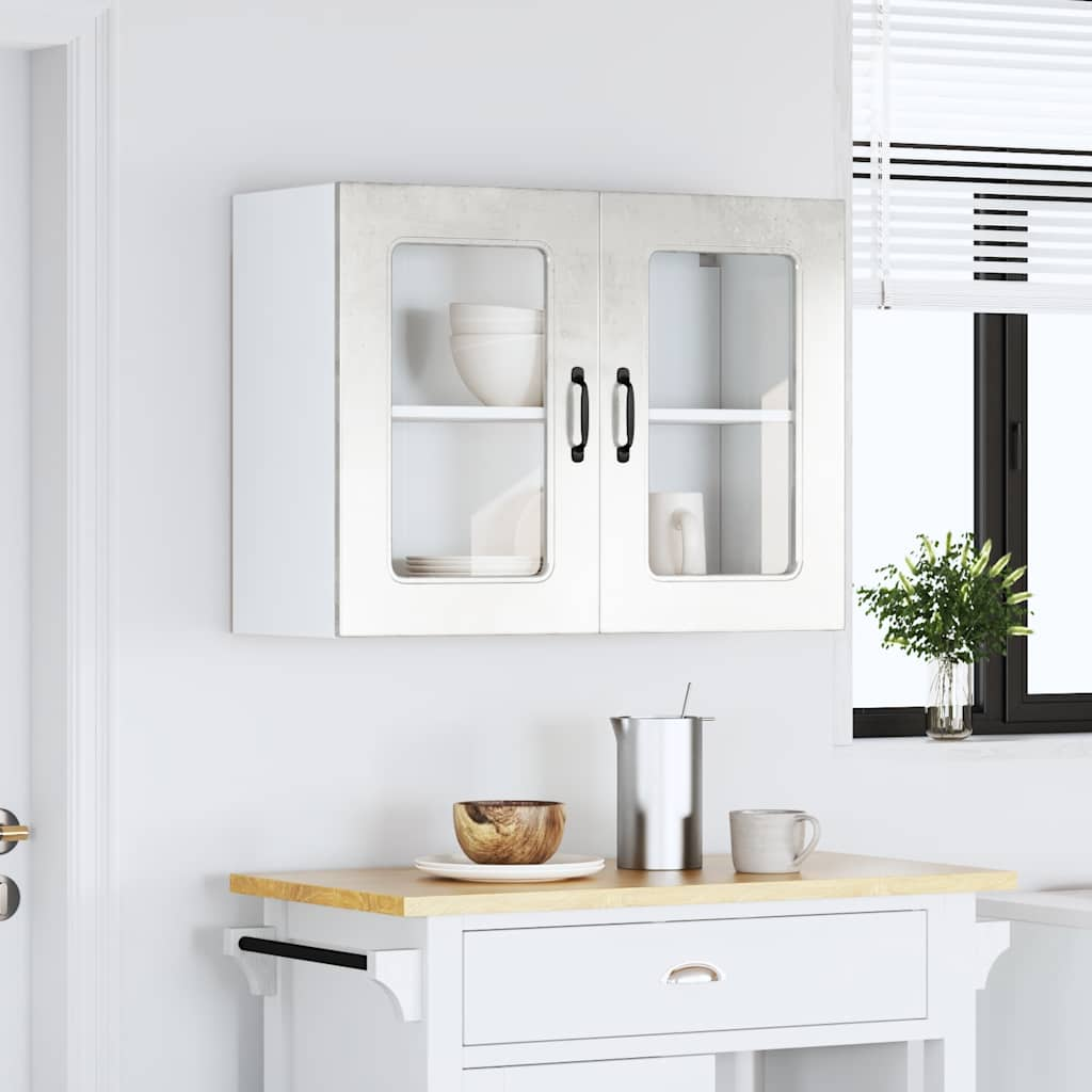 vidaXL Armario pared cocina puerta de cristal Kalmar gris hormigón