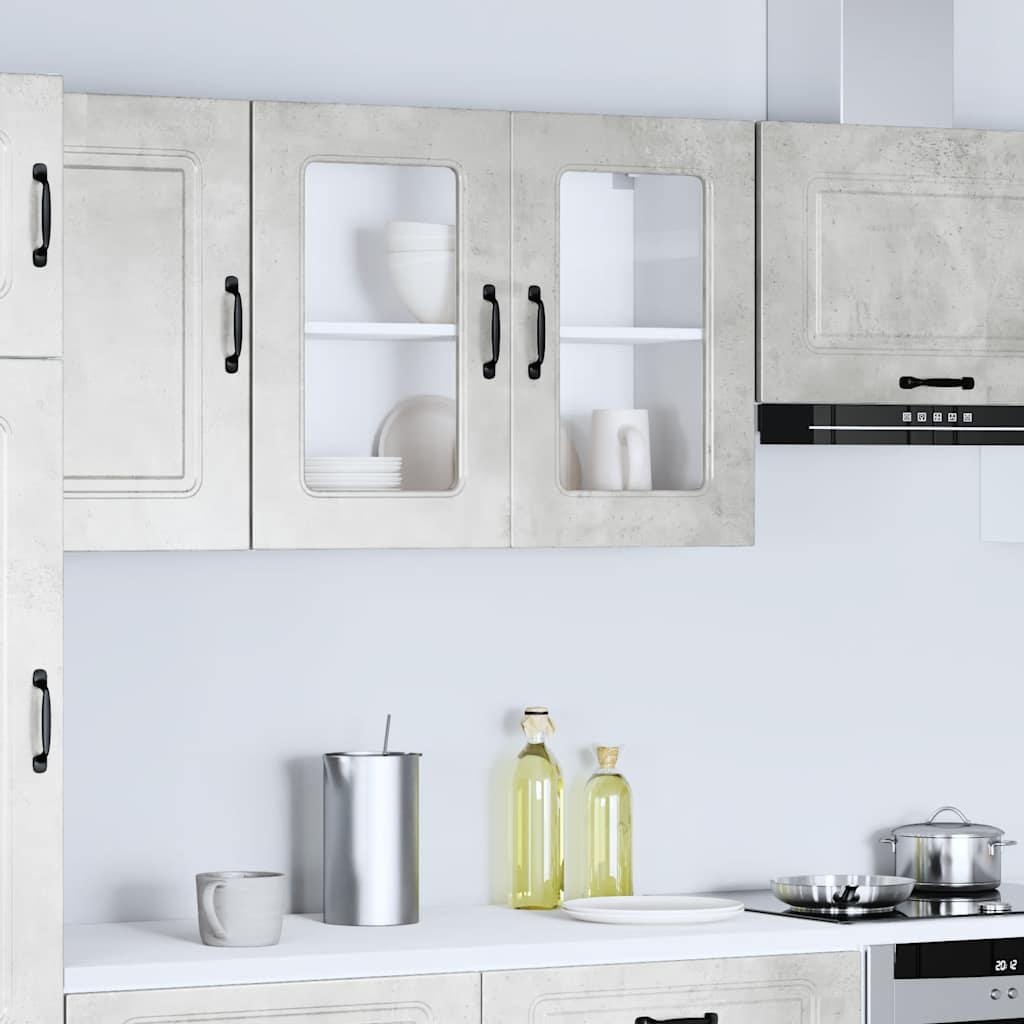 vidaXL Armario pared cocina puerta de cristal Kalmar gris hormigón