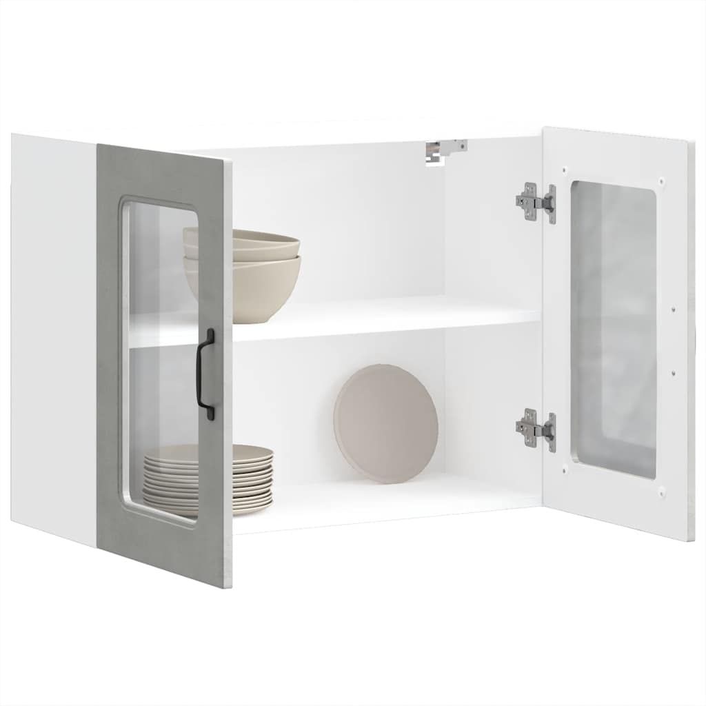 vidaXL Armario pared cocina puerta de cristal Kalmar gris hormigón