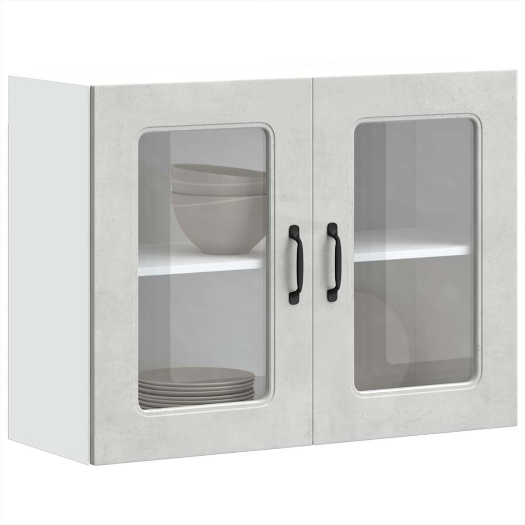 vidaXL Armario pared cocina puerta de cristal Kalmar gris hormigón